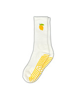 ZOĪ Lemon Crew Grip Socks in White/Yellow