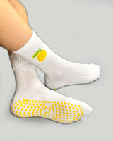 ZOĪ Lemon Crew Grip Socks in White/Yellow