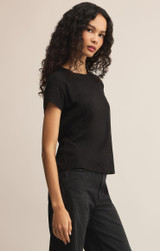 Z Supply Women's Modern Slub Tee in Black front view