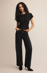Z Supply Women's Modern Slub Tee in Black detail view