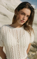 Z Supply Women's Ballast Crochet Sweater Top white campaign view