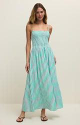 Z Supply Women's Bayside Stripe Linen Maxi Dress in La Palma front view