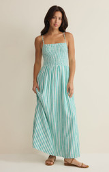 Z Supply Women's Bayside Stripe Linen Maxi Dress in La Palma petite front view