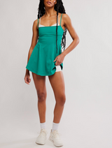 FP Movement Women's Baseline UV Tennis Dress in Green Glow front view