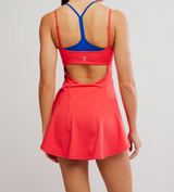 FP Movement Women's Baseline UV Tennis Dress in Grapefruit Combo back view
