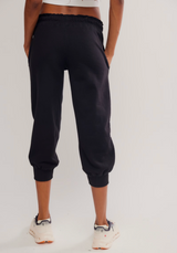 FP Movement Women's Flutter Cropped Joggers in Black side detail