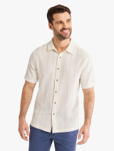 Fair Harbor Men's Oasis Textured Shirt Shell Stripe front view