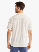 Fair Harbor Men's Oasis Textured Shirt Shell Stripe back view