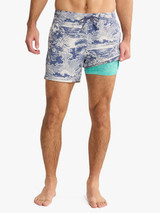 Fair Harbor Men's 5" Bungalow Trunks Silver Palms side view