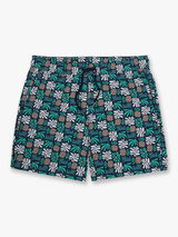Fair Harbor Men's 5" Bungalow Trunks Navy Palm Tiles front lay