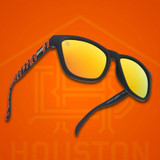 goodr Houston FC H-Town Hold It Down OG Sunglasses in Black/Amber three-quarter view