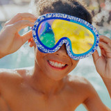 Bling2o Kids' Dino Dash Swim Goggles in Bronto Blue strap detail