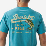 Burlebo Men's Baits and Rigs Tee in Heather Cyan back view