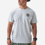 Burlebo Men's Camo Mallard Duck Tee in Heather Grey model wear