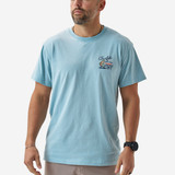 Burlebo Men's Tackle Shop Tee Heather Sky Blue front model view