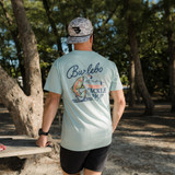 Burlebo Men's Tackle Shop Tee Heather Sky Blue back view