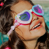 Bling2o Girls' Uniglow Swim Goggles in Colorburst Rainbow strap detail