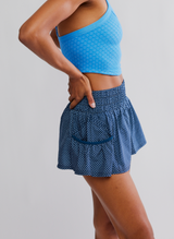 FP Movement Women's Get Your Flirt On Printed Shorts in Summit Frost back view
