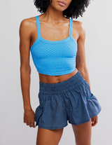 FP Movement Women's Get Your Flirt On Printed Shorts in Summit Frost side detail