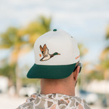 Burlebo Flying Duck Snapback Hat Cream and Green front view