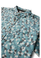 Vissla Men's Jungalo Hybrid Eco Short Sleeve Shirt in Maui Blue front view