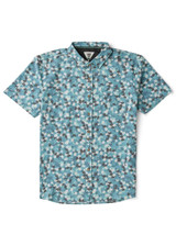 Vissla Men's Jungalo Hybrid Eco Short Sleeve Shirt in Maui Blue detail view