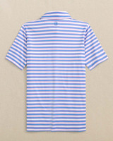 Southern Tide Boys' Driver Waterway Stripe Performance Polo in Ocean Channel front view