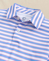 Southern Tide Boys' Driver Waterway Stripe Performance Polo in Ocean Channel back view