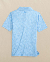 Southern Tide Boys' Driver Beach Palms Printed Performance Polo in Ocean Channel front view