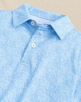 Southern Tide Boys' Driver Beach Palms Printed Performance Polo in Ocean Channel side view