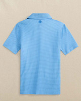Southern Tide Boys' Driver Seaside Geo Printed Performance Polo in Blue Stream back view