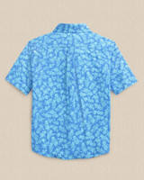 Southern Tide Boys' Pineapple Parade Coastal Breeze Sport Shirt in Blue Stream back view
