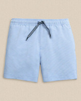 Southern Tide Boys' Gulf Haven Seersucker Stripe Maritime Swim Trunks in Blue Stream