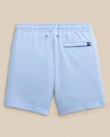 Southern Tide Boys' Gulf Haven Seersucker Stripe Maritime Swim Trunks Blue Stream front view