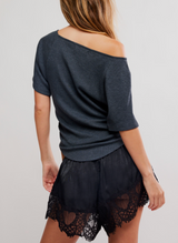 Free People Women's Lucy Off-The-Shoulder Tee in Black