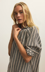Z Supply Women's The Perfect Linen Striped Top in Black