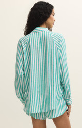 Z Supply Women's The Perfect Linen Striped Top in La Palma back view