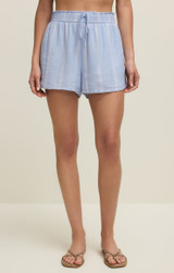 Z Supply Women's The Perfect Linen Striped Shorts in Light Blue