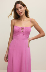 Z Supply Women's Granada Airy Gauze Maxi Dress in Spanish Rose construction detail