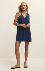 Z Supply Women's Solace Jersey Denim Mini Dress in Indigo