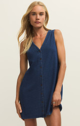 Z Supply Women's Solace Jersey Denim Mini Dress in Indigo
