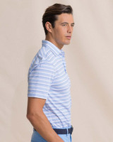 Southern Tide Men's Driver Wild Winds Stripe Polo in Blue Stream