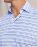 Southern Tide Men's Driver Wild Winds Stripe Polo in Blue Stream