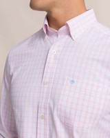 Southern Tide Men's Precheck Plaid Coastal Breeze® Sport Shirt in Orchid Pink
