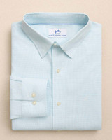 Southern Tide Men's Screen Porch Plaid Charleston Sport Shirt in Tropical Breeze Blue front view