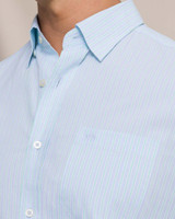 Southern Tide Men's Amelia Island Stripe Charleston Sport Shirt in Ocean Channel back view
