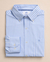Southern Tide Men's Nassau Gingham Sport Shirt in Ocean Channel detail