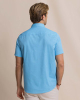 Southern Tide Men's Flower Garden Coastal Breeze Short Sleeve Sport Shirt Tropical Breeze Blue front view