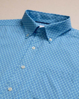Southern Tide Men's Flower Garden Coastal Breeze Short Sleeve Sport Shirt Tropical Breeze Blue back view