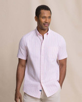 Southern Tide Men's Marina Seersucker Sport Shirt in Sea Pink